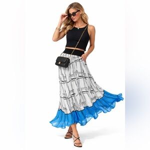 Silk Club Collection Geometric Print Maxi Skirt - Women’s Size Large